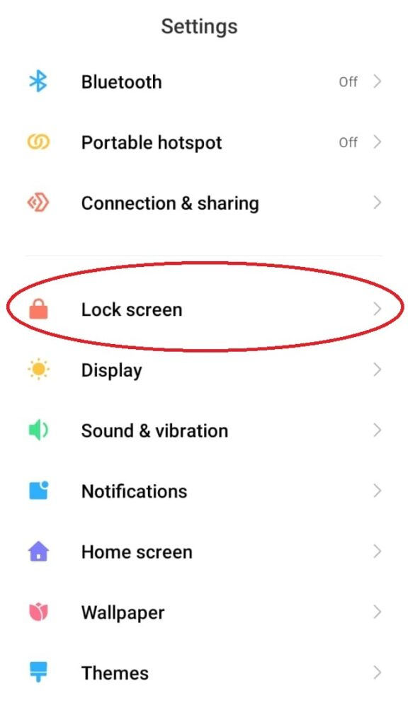 Accessing Lock Screen Settings